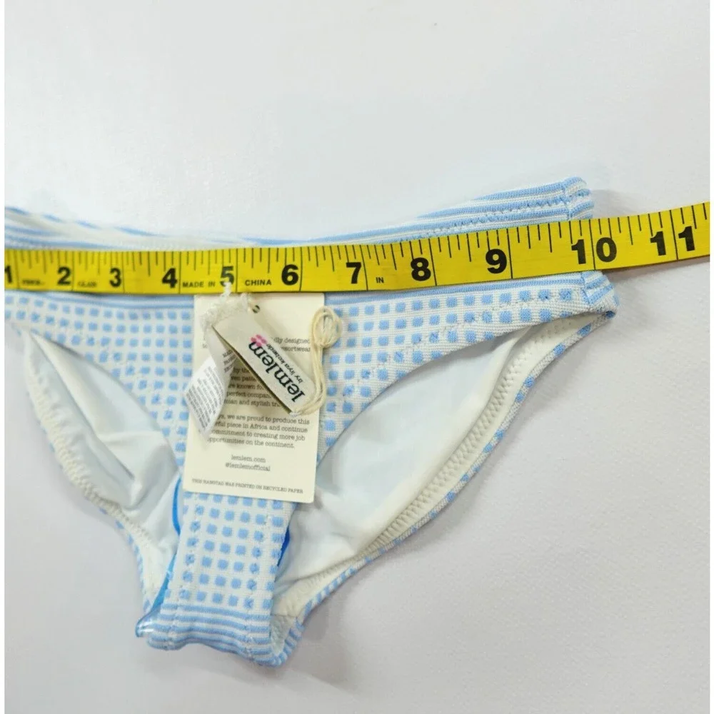 Lemlem Semira Sky Girls Bikini Bottoms XS S Light Sky Blue Jacquard Swim Lot 2pc